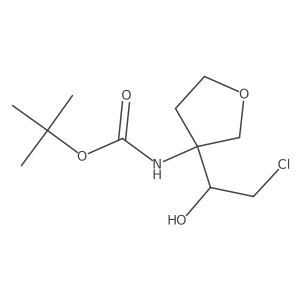 tert-butyl N-[3-(2-chloro-1-hydroxyethyl)oxolan-3-yl]carbamate Structure
