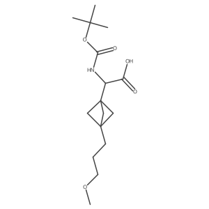 2-[3-(3-Methoxypropyl)-1-bicyclo[1.1.1]pentanyl]-2-[(2-methylpropan-2-yl)oxycarbonylamino]acetic acid Structure
