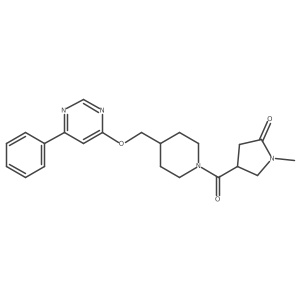 1-Methyl-4-(4-{[(6-phenylpyrimidin-4-yl)oxy]methyl}piperidine-1-carbonyl)pyrrolidin-2-one结构式