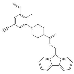 (9H-fluoren-9-yl)methyl 4-(5-ethynyl-3-formyl-2-methylphenyl)piperazine-1-carboxylate结构式