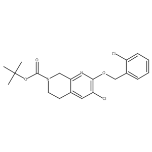 Tert-butyl 3-chloro-2-[(2-chlorophenyl)methoxy]-5,6,7,8-tetrahydro-1,7-naphthyridine-7-carboxylate结构式