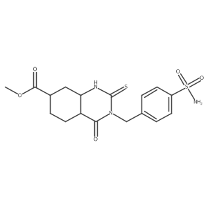 methyl 4-oxo-3-[(4-sulfamoylphenyl)methyl]-2-sulfanylidene-4a,5,6,7,8,8a-hexahydro-1H-quinazoline-7-carboxylate结构式