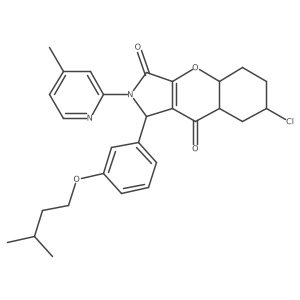 7-chloro-1-[3-(3-methylbutoxy)phenyl]-2-(4-methylpyridin-2-yl)-4a,5,6,7,8,8a-hexahydro-1H-chromeno[2,3-c]pyrrole-3,9-dione Structure