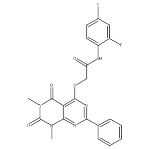 N-(2,4-difluorophenyl)-2-((6,8-dimethyl-5,7-dioxo-2-phenyl-5,6,7,8-tetrahydropyrimido[4,5-d]pyrimidin-4-yl)thio)acetamide结构式