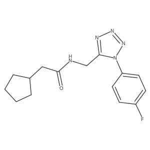 2-cyclopentyl-N-((1-(4-fluorophenyl)-1H-tetrazol-5-yl)methyl)acetamide结构式