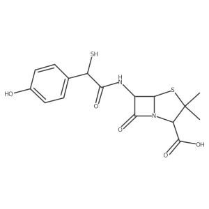 (2S,5R,6R)-6-[[2-(4-Hydroxyphenyl)-2-mercaptoacetyl]amino]-3,3-dimethyl-7-oxo-4-thia-1-azabicyclo[3.2.0]heptane-2-carboxylic acid结构式