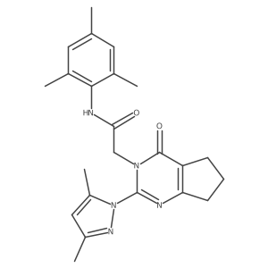 2-[2-(3,5-dimethyl-1H-pyrazol-1-yl)-4-oxo-3H,4H,5H,6H,7H-cyclopenta[d]pyrimidin-3-yl]-N-(2,4,6-trimethylphenyl)acetamide结构式