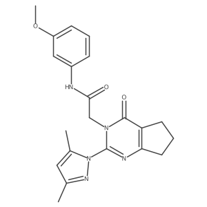 2-(2-(3,5-dimethyl-1H-pyrazol-1-yl)-4-oxo-4,5,6,7-tetrahydro-3H-cyclopenta[d]pyrimidin-3-yl)-N-(3-methoxyphenyl)acetamide结构式