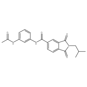 CC(=O)Nc1cccc(NC(=O)c2ccc3c(c2)C(=O)N(CC(C)C)C3=O)c1结构式