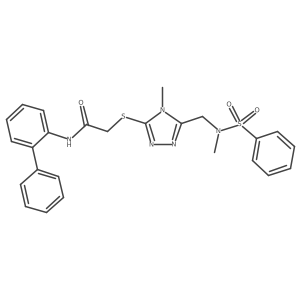 2-[[5-[[benzenesulfonyl(methyl)amino]methyl]-4-methyl-1,2,4-triazol-3-yl]sulfanyl]-N-(2-phenylphenyl)acetamide Structure