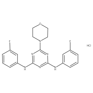 N2,N4-bis(3-fluorophenyl)-6-morpholino-1,3,5-triazine-2,4-diamine hydrochloride Structure