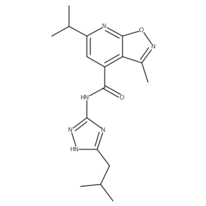 3-methyl-N-[3-(2-methylpropyl)-1H-1,2,4-triazol-5-yl]-6-(propan-2-yl)[1,2]oxazolo[5,4-b]pyridine-4-carboxamide结构式