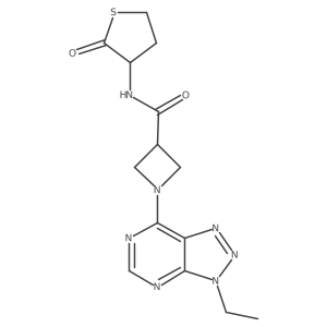 1-(3-ethyl-3H-[1,2,3]triazolo[4,5-d]pyrimidin-7-yl)-N-(2-oxotetrahydrothiophen-3-yl)azetidine-3-carboxamide结构式