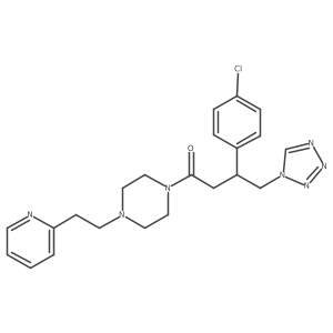 3-(4-chlorophenyl)-1-{4-[2-(pyridin-2-yl)ethyl]piperazin-1-yl}-4-(1H-tetrazol-1-yl)butan-1-one结构式