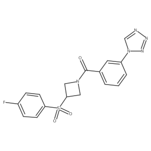 (3-(1H-tetrazol-1-yl)phenyl)(3-((4-fluorophenyl)sulfonyl)azetidin-1-yl)methanone结构式