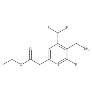 2-Pyridineacetic acid, 5-(aminomethyl)-4-(difluoromethyl)-6-fluoro-, ethyl ester结构式