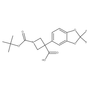 1-(tert-Butoxycarbonyl)-3-(2,2-difluorobenzo[d][1,3]dioxol-5-yl)azetidine-3-carboxylic acid结构式