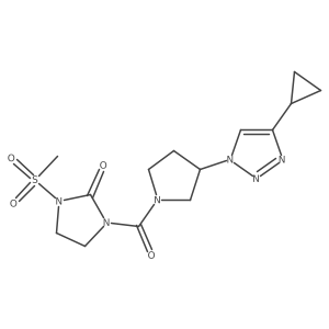 1-(3-(4-cyclopropyl-1H-1,2,3-triazol-1-yl)pyrrolidine-1-carbonyl)-3-(methylsulfonyl)imidazolidin-2-one结构式