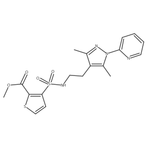 methyl 3-(N-(2-(3,5-dimethyl-1-(pyridin-2-yl)-1H-pyrazol-4-yl)ethyl)sulfamoyl)thiophene-2-carboxylate结构式