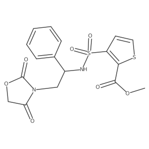 methyl 3-(N-(2-(2,4-dioxooxazolidin-3-yl)-1-phenylethyl)sulfamoyl)thiophene-2-carboxylate Structure