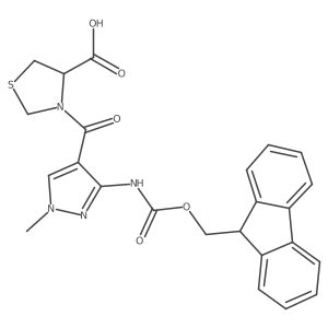 (4R)-3-[3-({[(9H-fluoren-9-yl)methoxy]carbonyl}amino)-1-methyl-1H-pyrazole-4-carbonyl]-1,3-thiazolidine-4-carboxylic acid Structure