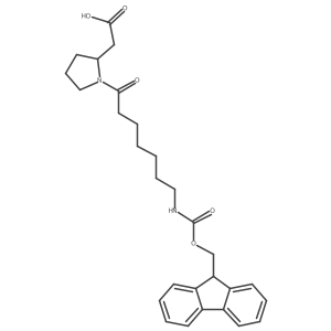 2-[(2S)-1-[7-({[(9H-fluoren-9-yl)methoxy]carbonyl}amino)heptanoyl]pyrrolidin-2-yl]acetic acid结构式