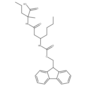 2-[(3S)-3-({[(9H-fluoren-9-yl)methoxy]carbonyl}amino)heptanamido]-2-methylpentanoic acid Structure