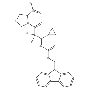 (4R)-3-[3-cyclopropyl-3-({[(9H-fluoren-9-yl)methoxy]carbonyl}amino)-2,2-difluoropropanoyl]-1,3-thiazolidine-4-carboxylic acid Structure