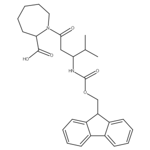 1-[3-({[(9H-fluoren-9-yl)methoxy]carbonyl}amino)-4-methylpentanoyl]azepane-2-carboxylic acid Structure