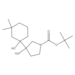 Tert-butyl 3-amino-3-(1-hydroxy-3,3-dimethylcyclohexyl)pyrrolidine-1-carboxylate结构式