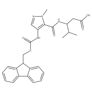 3-{[4-({[(9H-fluoren-9-yl)methoxy]carbonyl}amino)-1-methyl-1H-pyrazol-5-yl]formamido}-4-methylpentanoic acid结构式