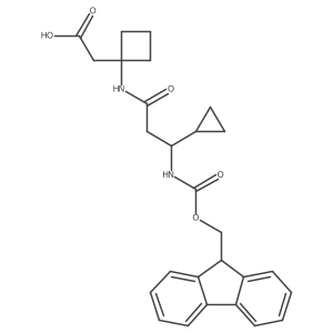 2-{1-[3-cyclopropyl-3-({[(9H-fluoren-9-yl)methoxy]carbonyl}amino)propanamido]cyclobutyl}acetic acid Structure