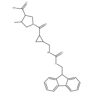 1-{2-[({[(9H-fluoren-9-yl)methoxy]carbonyl}amino)methyl]cyclopropanecarbonyl}-4-methylpyrrolidine-3-carboxylic acid Structure