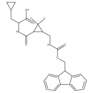 rac-3-cyclopropyl-2-{[(1R,3S)-3-[({[(9H-fluoren-9-yl)methoxy]carbonyl}amino)methyl]-2,2-difluorocyclopropyl]formamido}propanoic acid结构式