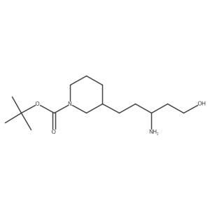 Tert-butyl 3-(3-amino-5-hydroxypentyl)piperidine-1-carboxylate结构式