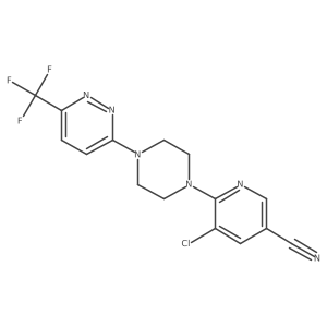 5-Chloro-6-[4-[6-(trifluoromethyl)pyridazin-3-yl]piperazin-1-yl]pyridine-3-carbonitrile结构式