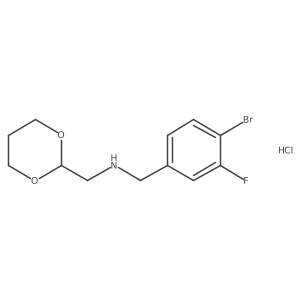 N-[(4-Bromo-3-fluorophenyl)methyl]-1-(1,3-dioxan-2-yl)methanamine;hydrochloride结构式