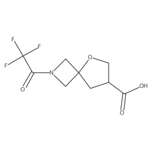 2-(2,2,2-trifluoroacetyl)-5-oxa-2-azaspiro[3.4]octane-7-carboxylic acid结构式