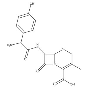 (6R,7S)-7-[(2S)-2-amino-2-(4-hydroxyphenyl)acetamido]-3-methyl-8-oxo-5-thia-1-azabicyclo[4.2.0]oct-2-ene-2-carboxylic acid结构式