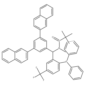(R)-N-((R)-(3,5-Di(naphthalen-2-yl)phenyl)(2-(diphenylphosphanyl)-5-(trifluoromethyl)phenyl)methyl)-N,2-dimethylpropane-2-sulfinamide Structure