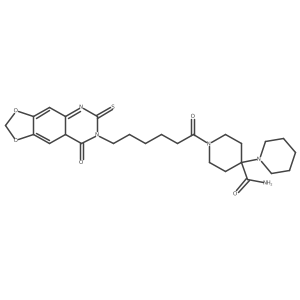 1'-(6-{8-oxo-6-sulfanylidene-2H,5H,6H,7H,8H-[1,3]dioxolo[4,5-g]quinazolin-7-yl}hexanoyl)-[1,4'-bipiperidine]-4'-carboxamide Structure