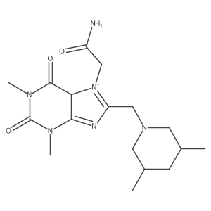 2-[8-[(3,5-dimethylpiperidin-1-yl)methyl]-1,3-dimethyl-2,6-dioxo-5H-purin-7-ium-7-yl]acetamide Structure