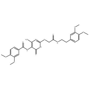 N-(4-amino-2-((2-((3,4-dimethoxyphenethyl)amino)-2-oxoethyl)thio)-6-oxo-1,6-dihydropyrimidin-5-yl)-3,4-dimethoxybenzamide Structure