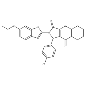 1-(4-chlorophenyl)-2-(6-ethoxy-1,3-benzothiazol-2-yl)-4a,5,6,7,8,8a-hexahydro-1H-chromeno[2,3-c]pyrrole-3,9-dione结构式