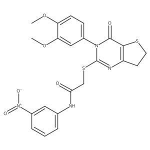 2-((3-(3,4-dimethoxyphenyl)-4-oxo-3,4,6,7-tetrahydrothieno[3,2-d]pyrimidin-2-yl)thio)-N-(3-nitrophenyl)acetamide结构式