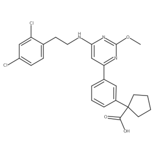 1-(3-{6-[2-(2,4-Dichloro-phenyl)-ethylamino]-2-methoxy-pyrimidin-4-yl}-phenyl)-cyclopentanecarboxylic acid结构式
