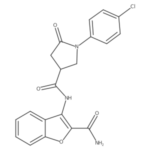 N-(2-carbamoylbenzofuran-3-yl)-1-(4-chlorophenyl)-5-oxopyrrolidine-3-carboxamide结构式