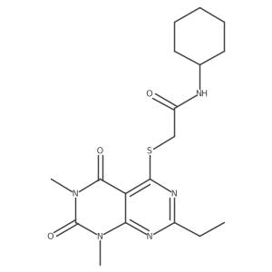 N-cyclohexyl-2-((2-ethyl-6,8-dimethyl-5,7-dioxo-5,6,7,8-tetrahydropyrimido[4,5-d]pyrimidin-4-yl)thio)acetamide Structure