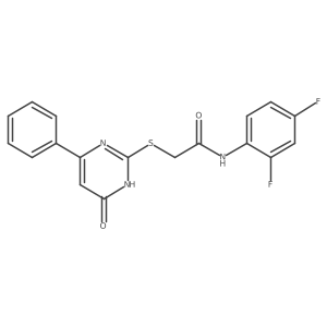 N-(2,4-difluorophenyl)-2-((6-oxo-4-phenyl-1,6-dihydropyrimidin-2-yl)thio)acetamide结构式