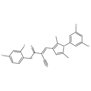 2-cyano-3-[1-(3,5-dichlorophenyl)-2,5-dimethyl-1H-pyrrol-3-yl]-N-(2,4-difluorophenyl)prop-2-enamide结构式